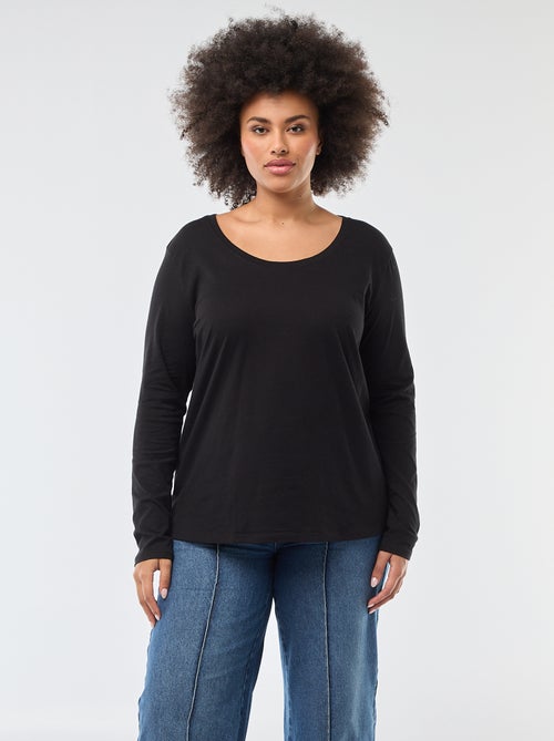 Effen T-shirt van jersey met lange mouw - Kiabi Effen T-shirt van jersey met lange mouw - Kiabi