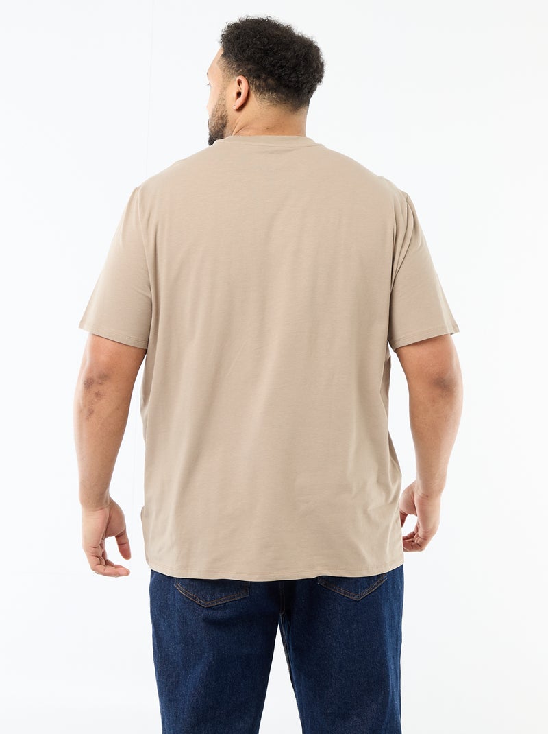 Effen T-shirt van jersey met ronde hals voor heren Biege - Kiabi
