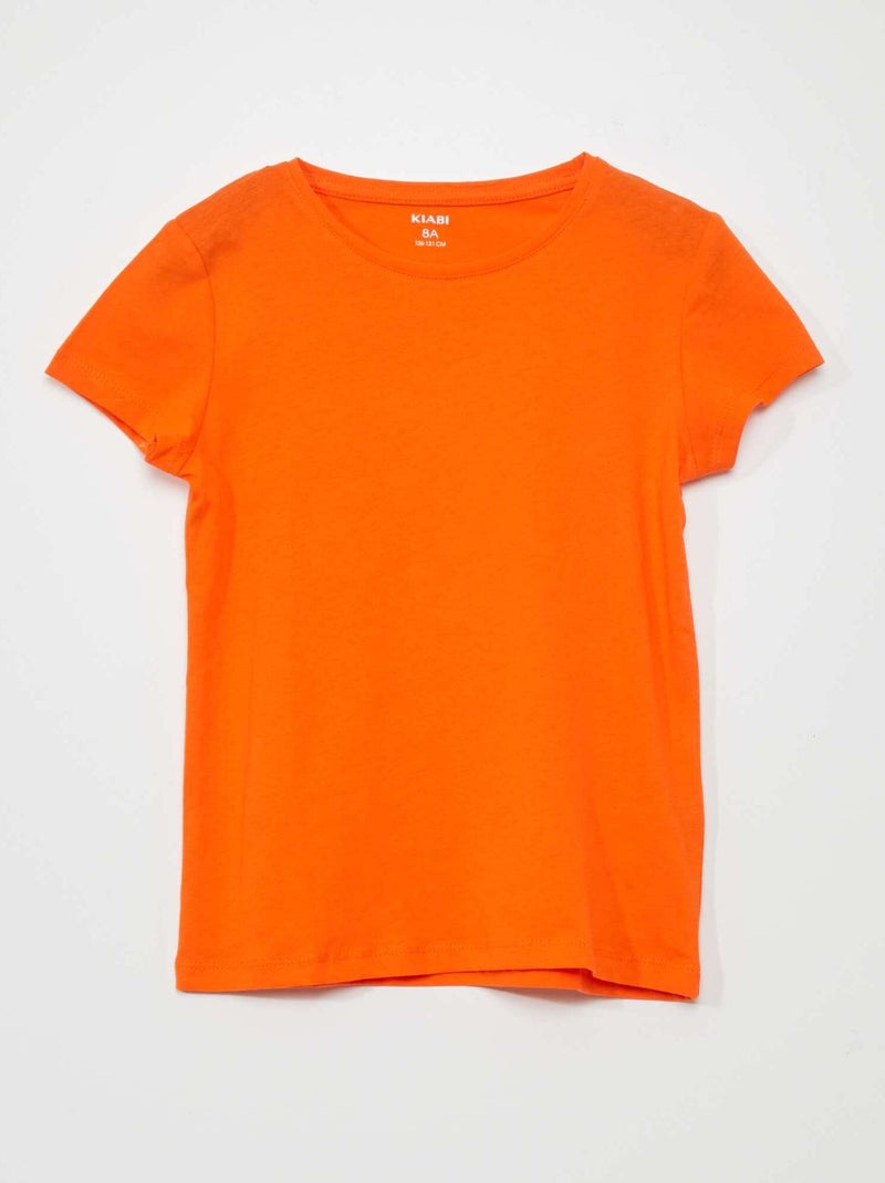 Effen T-shirt van jersey ORANJE - Kiabi