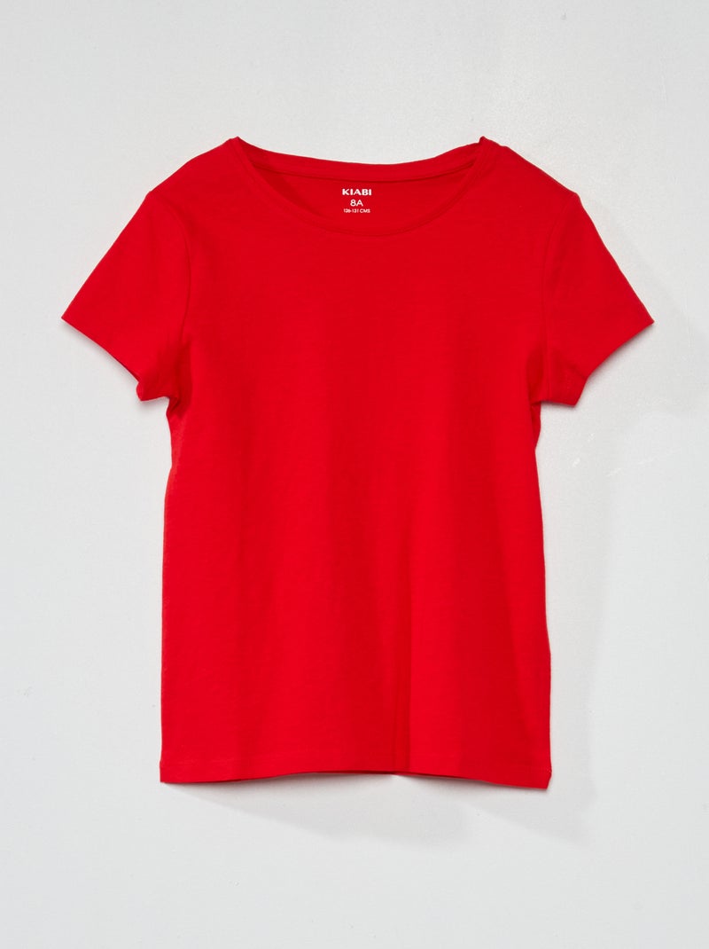 Effen T-shirt van jersey rood - Kiabi
