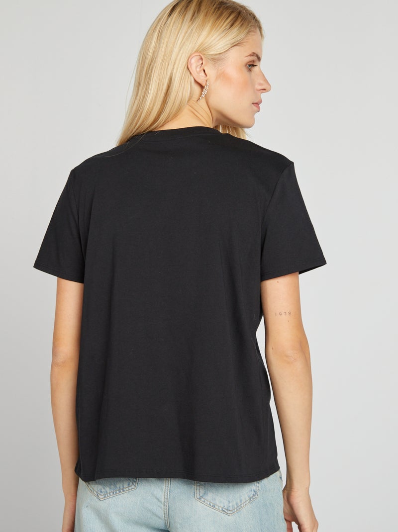 Effen T-shirt van jersey ZWART - Kiabi