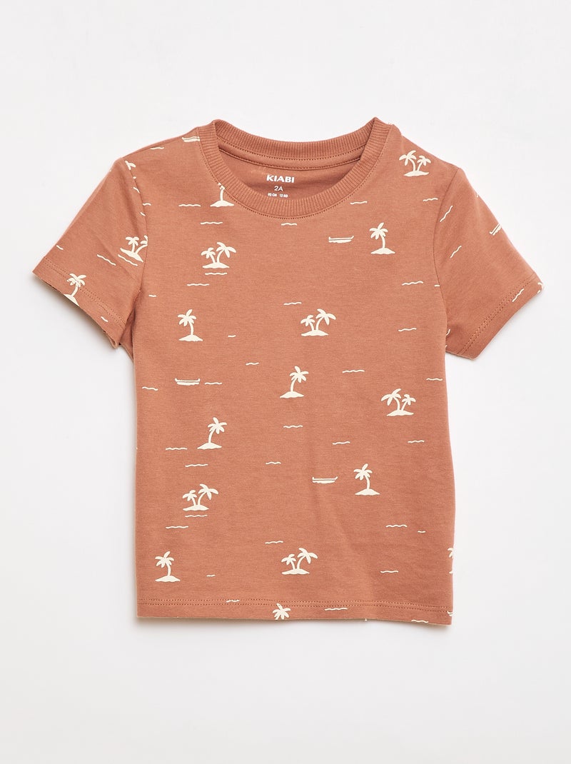 Effen T-shirt van jerseytricot Bruin - Kiabi