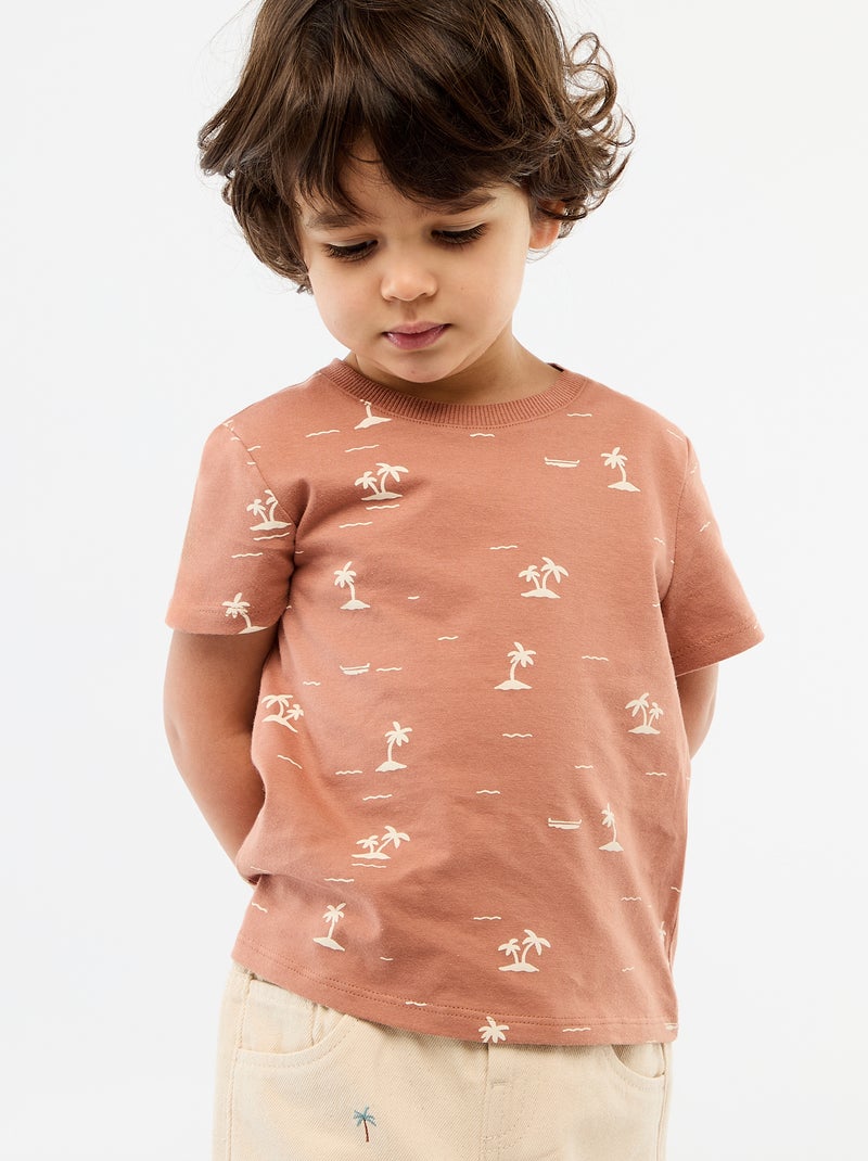 Effen T-shirt van jerseytricot Bruin - Kiabi