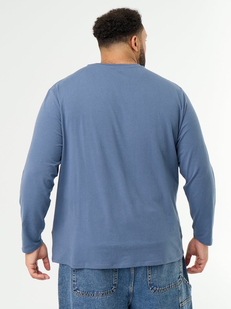 Effen T-shirt van jerseytricot met lange mouwen Blauw - Kiabi