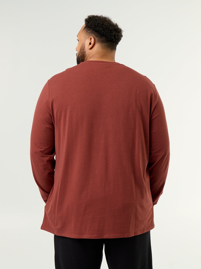 Effen T-shirt van jerseytricot met lange mouwen Bruin - Kiabi