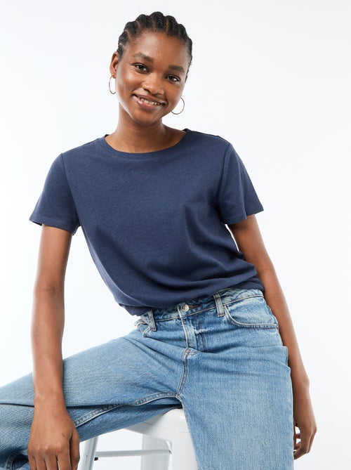 Effen T-shirt van linnenmix - Kiabi