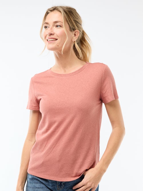 Effen T-shirt van linnenmix - Kiabi