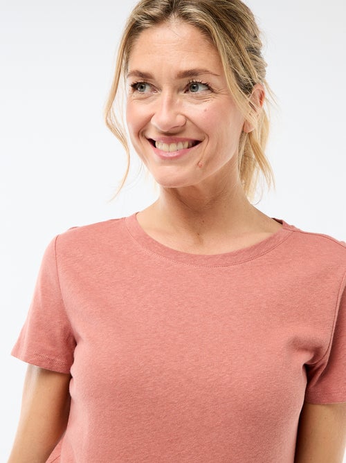 Effen T-shirt van linnenmix - Kiabi