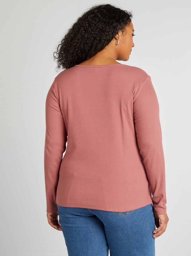 Effen T-shirt van ribstof ROSE - Kiabi