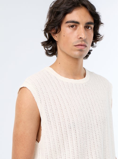 Effen tanktop van opengewerkte stof - Kiabi