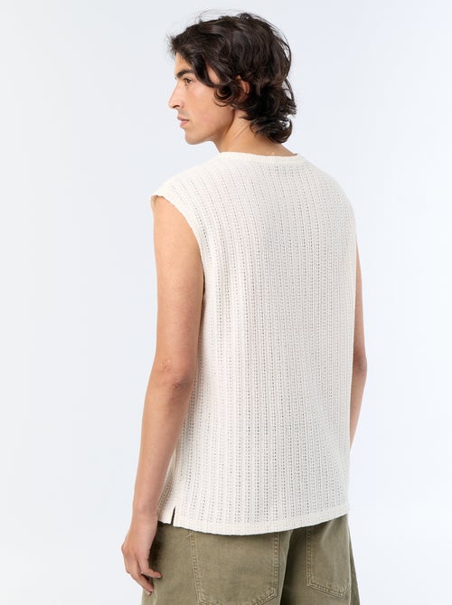 Effen tanktop van opengewerkte stof - Kiabi