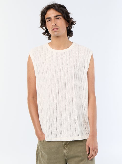 Effen tanktop van opengewerkte stof - Kiabi