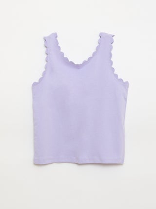 Effen top met golvende randen