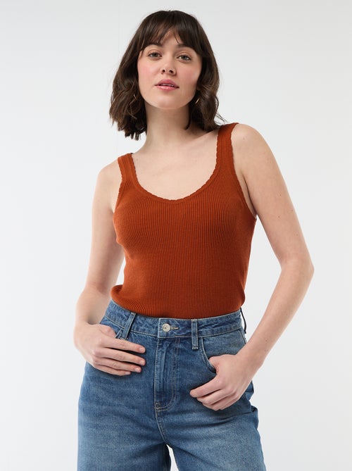 Effen top van ribstof - Kiabi