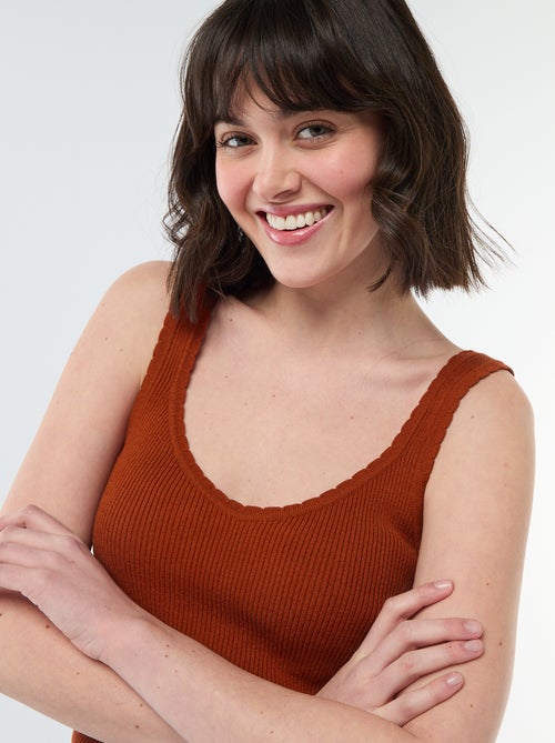 Effen top van ribstof - Kiabi