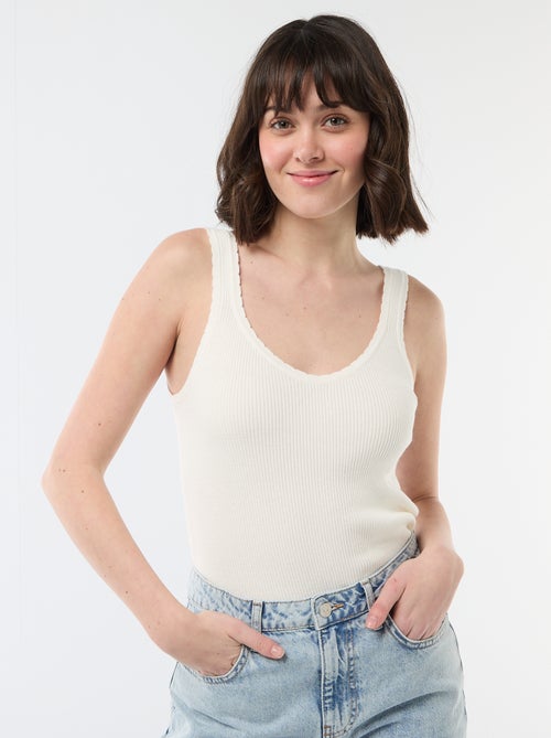 Effen top van ribstof - Kiabi