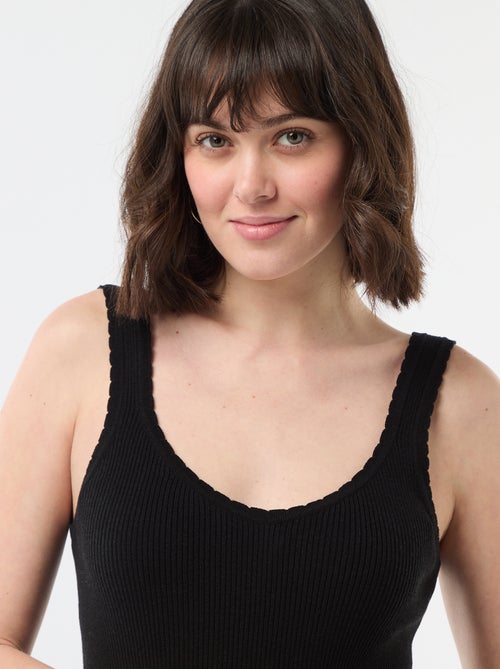 Effen top van ribstof - Kiabi