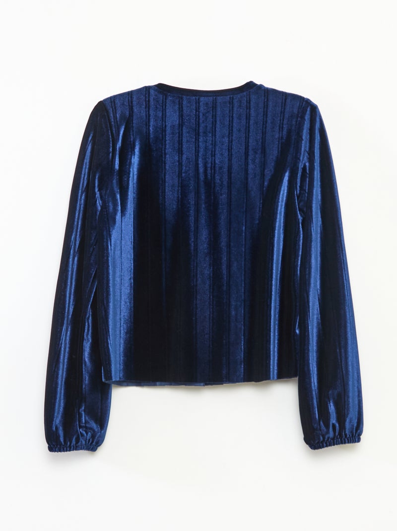 Effen top van stevige, zachte ribjersey met strik Blauw - Kiabi