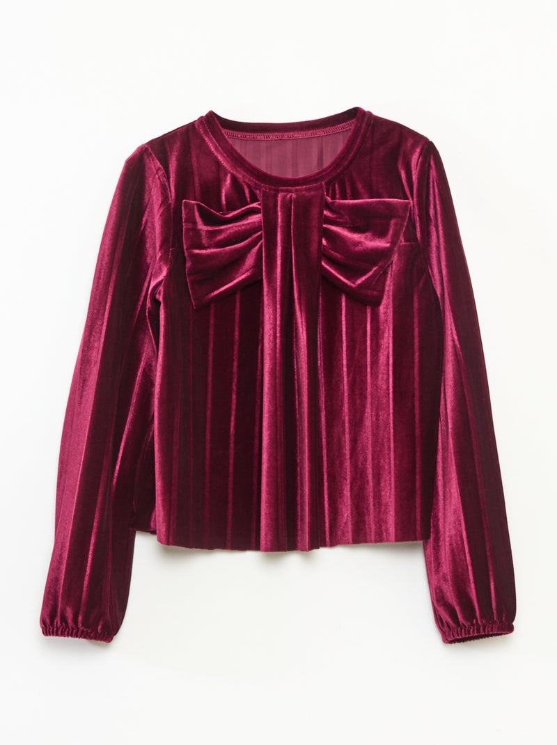 Effen top van stevige, zachte ribjersey met strik Rood - Kiabi
