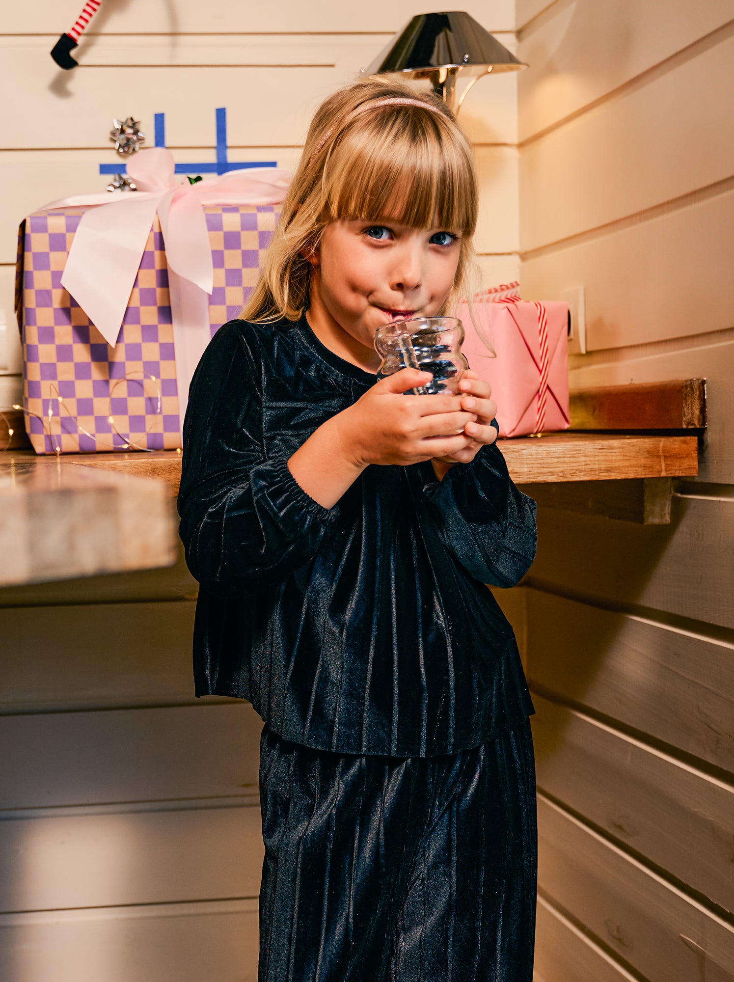 Effen top van stevige, zachte ribjersey met strik