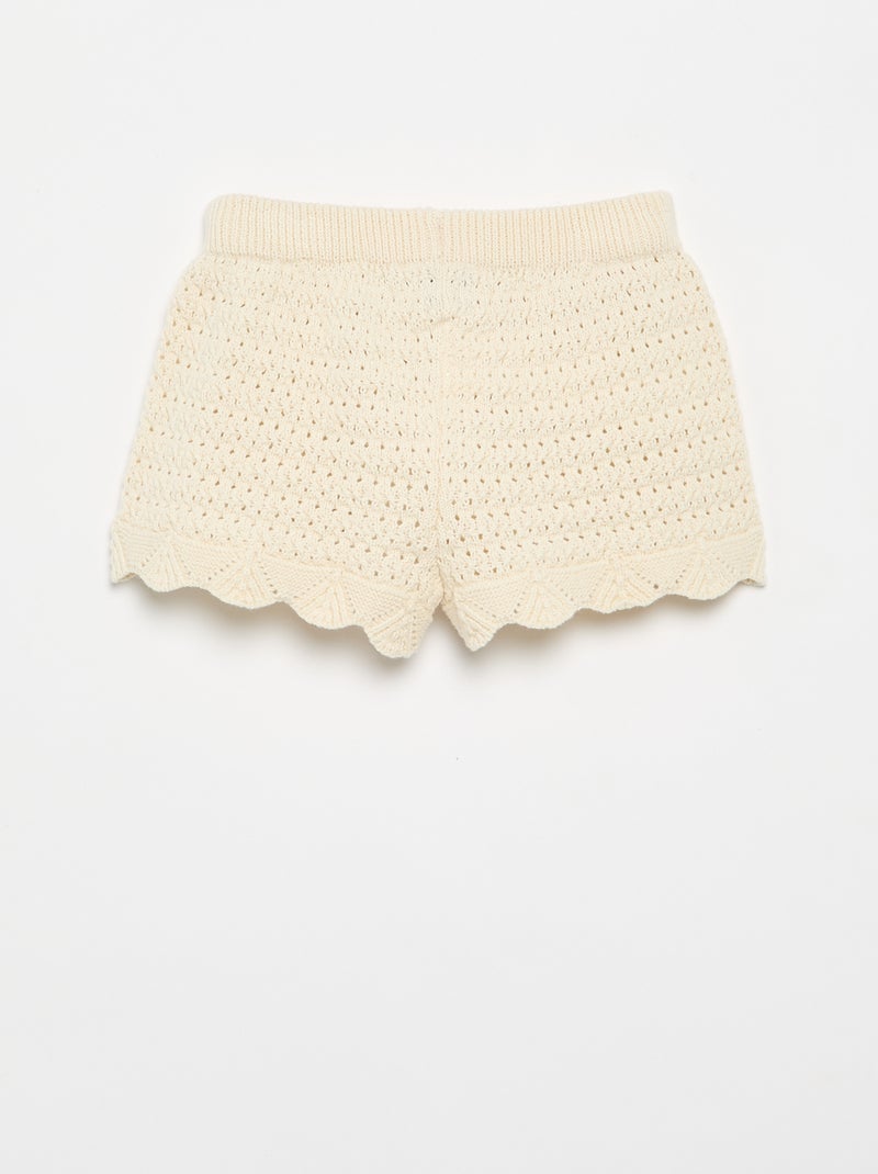Effen tricot short Wit - Kiabi