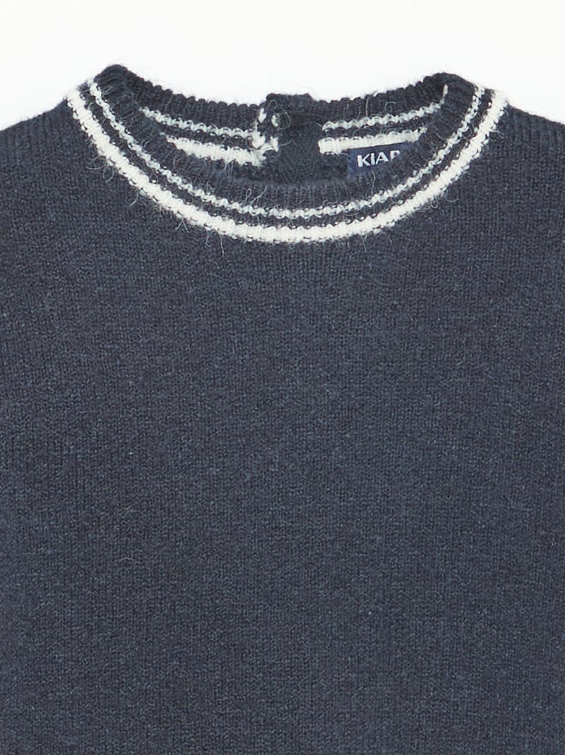 Effen trui met contrasterende boorden Blauw - Kiabi