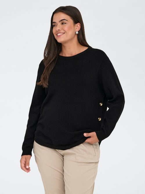 Effen trui met knopen - Kiabi