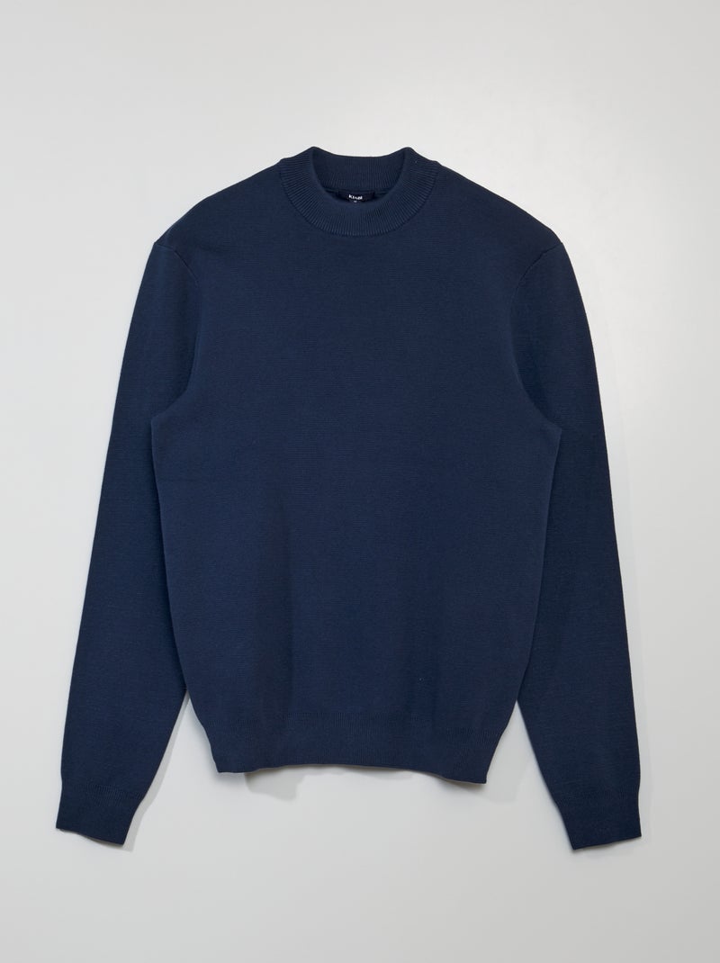 Effen trui met opstaande kraag donkerblauw - Kiabi