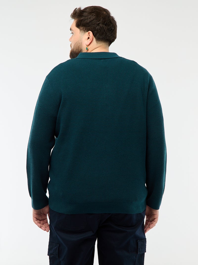 Effen trui met polokraag en knoopsluiting Blauw - Kiabi