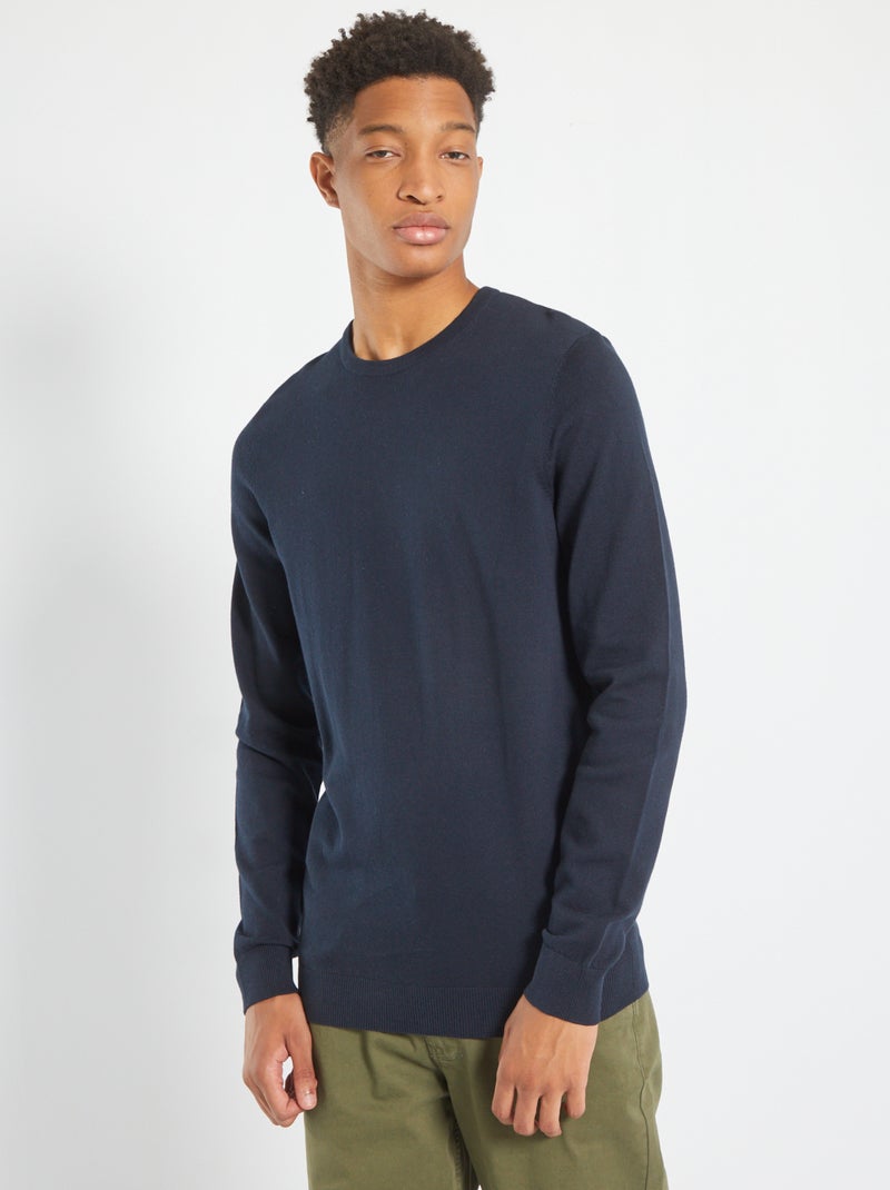 Effen trui met ronde hals +1m90 BLAUW - Kiabi