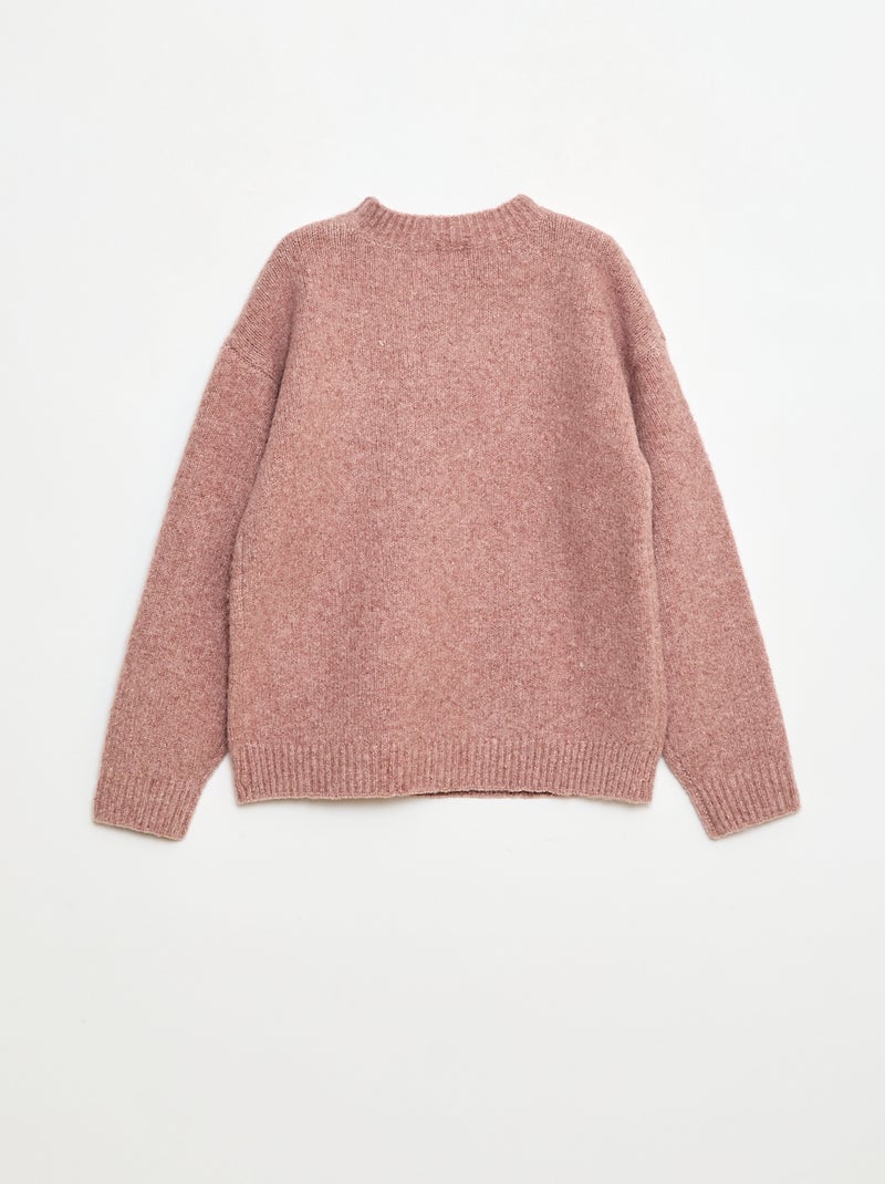 Effen trui met ronde hals en gehaakte bloemen Rose - Kiabi