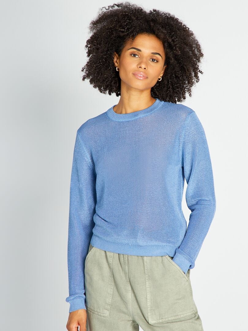 Effen trui met ronde hals en mesheffect BLAUWE AAS - Kiabi