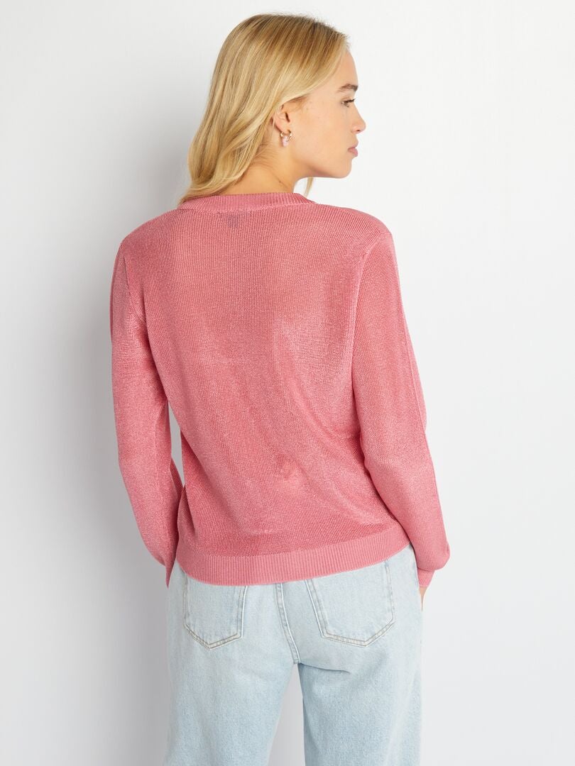 Effen trui met ronde hals en mesheffect ROZE MAHONIE - Kiabi
