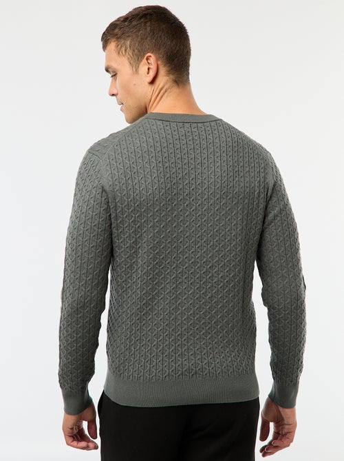 Effen trui met ronde hals en minikabels - Kiabi