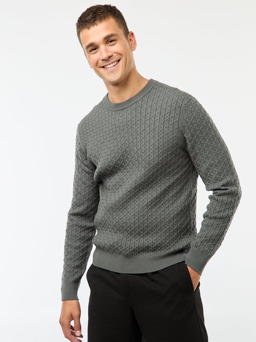 Effen trui met ronde hals en minikabels - Kiabi