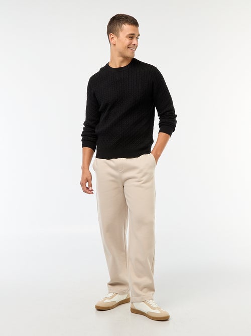 Effen trui met ronde hals en minikabels - Kiabi