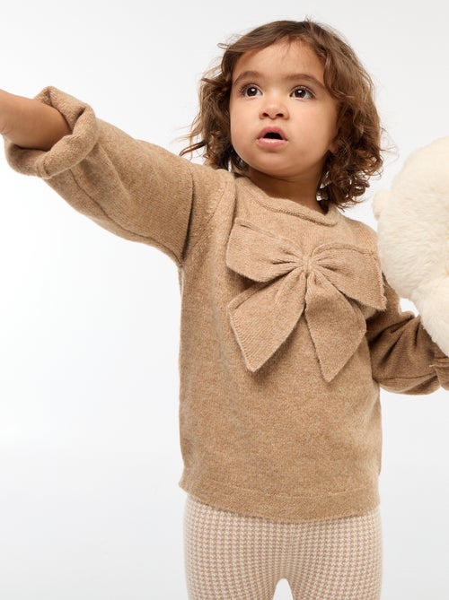 Effen trui met ronde hals en strikje - Kiabi