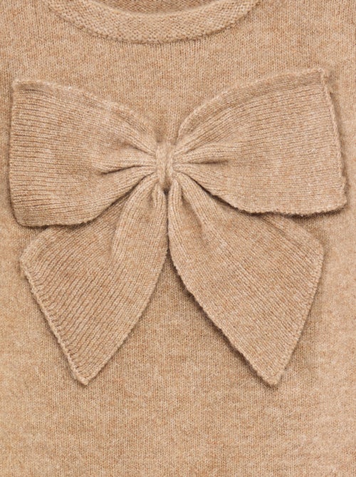 Effen trui met ronde hals en strikje - Kiabi