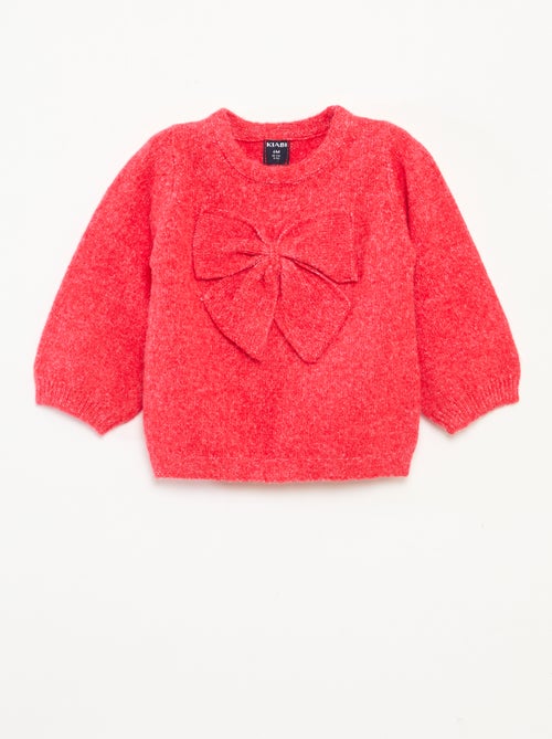 Effen trui met ronde hals en strikje - Kiabi