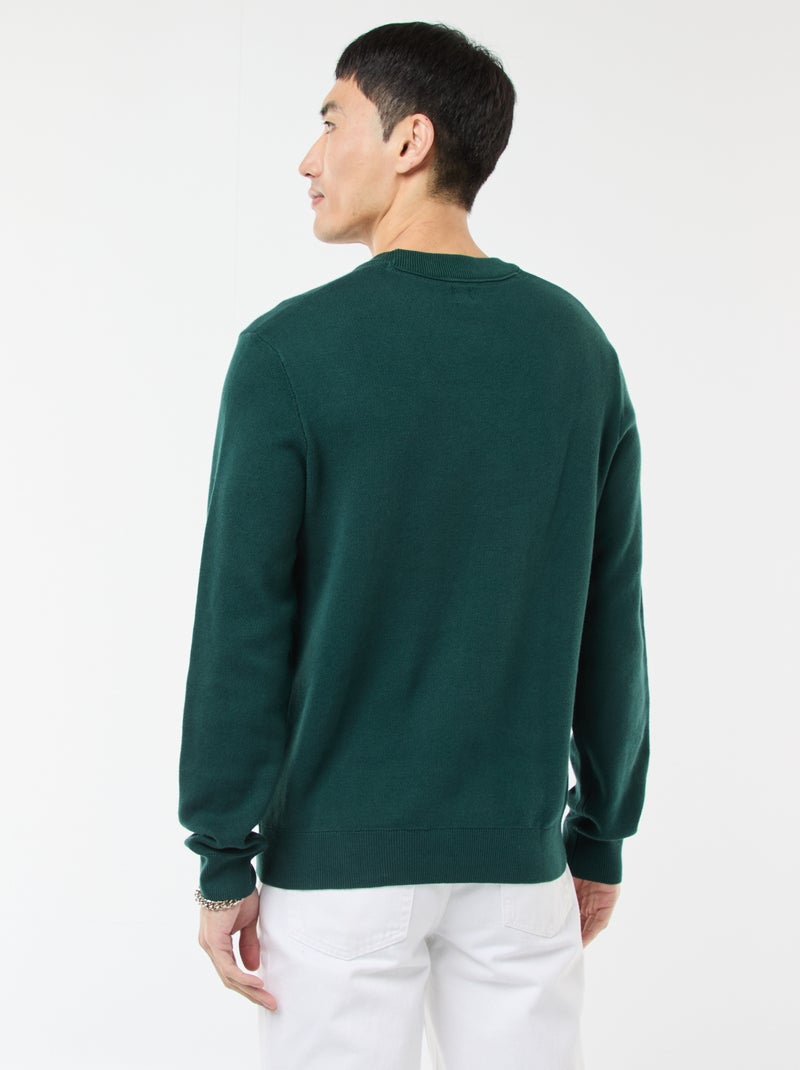 Effen trui met ronde hals Groen - Kiabi