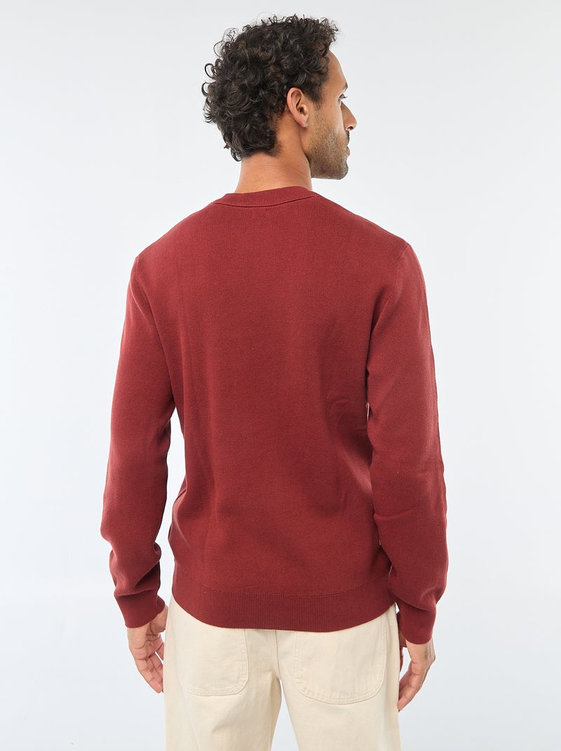 Effen trui met ronde hals Rood - Kiabi