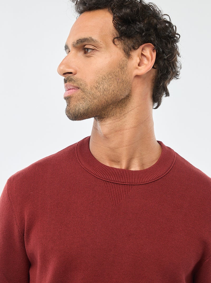 Effen trui met ronde hals Rood - Kiabi