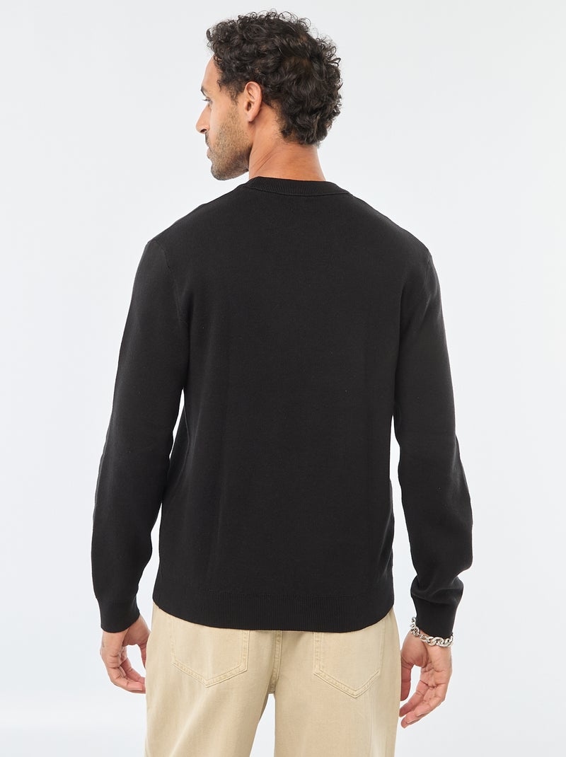 Effen trui met ronde hals zwart - Kiabi