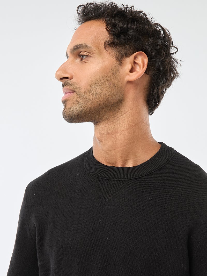 Effen trui met ronde hals zwart - Kiabi