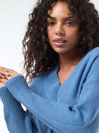 Effen trui met V-hals