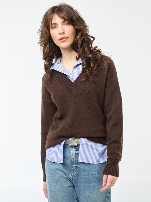 Effen trui met V-hals - Kiabi