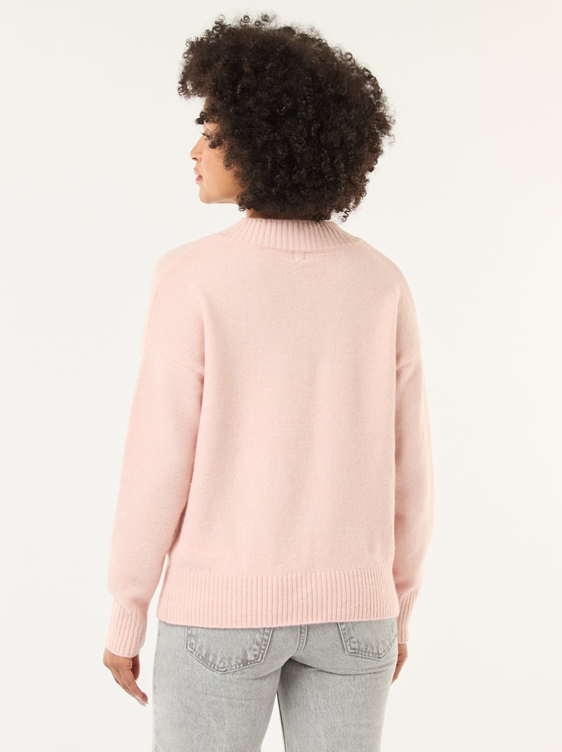 Effen trui met V-hals Rose - Kiabi