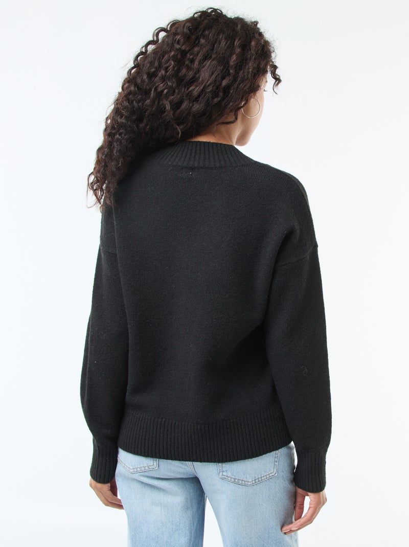 Effen trui met V-hals zwart - Kiabi