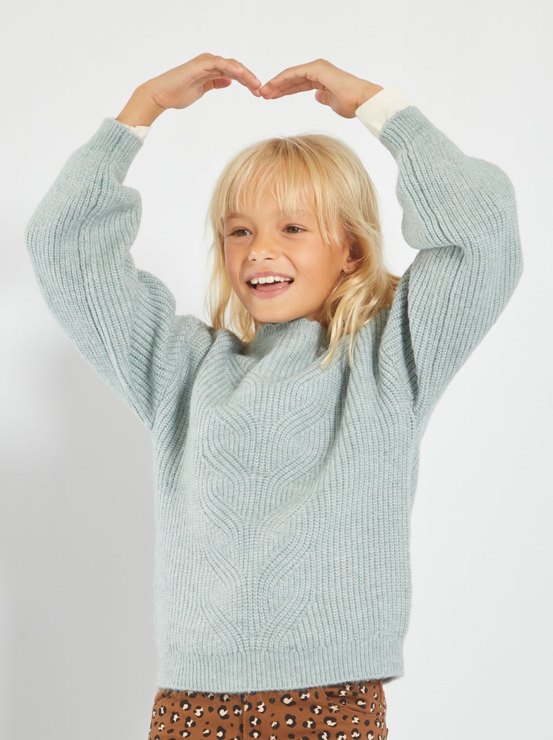 Effen trui van dik tricot blauw - Kiabi
