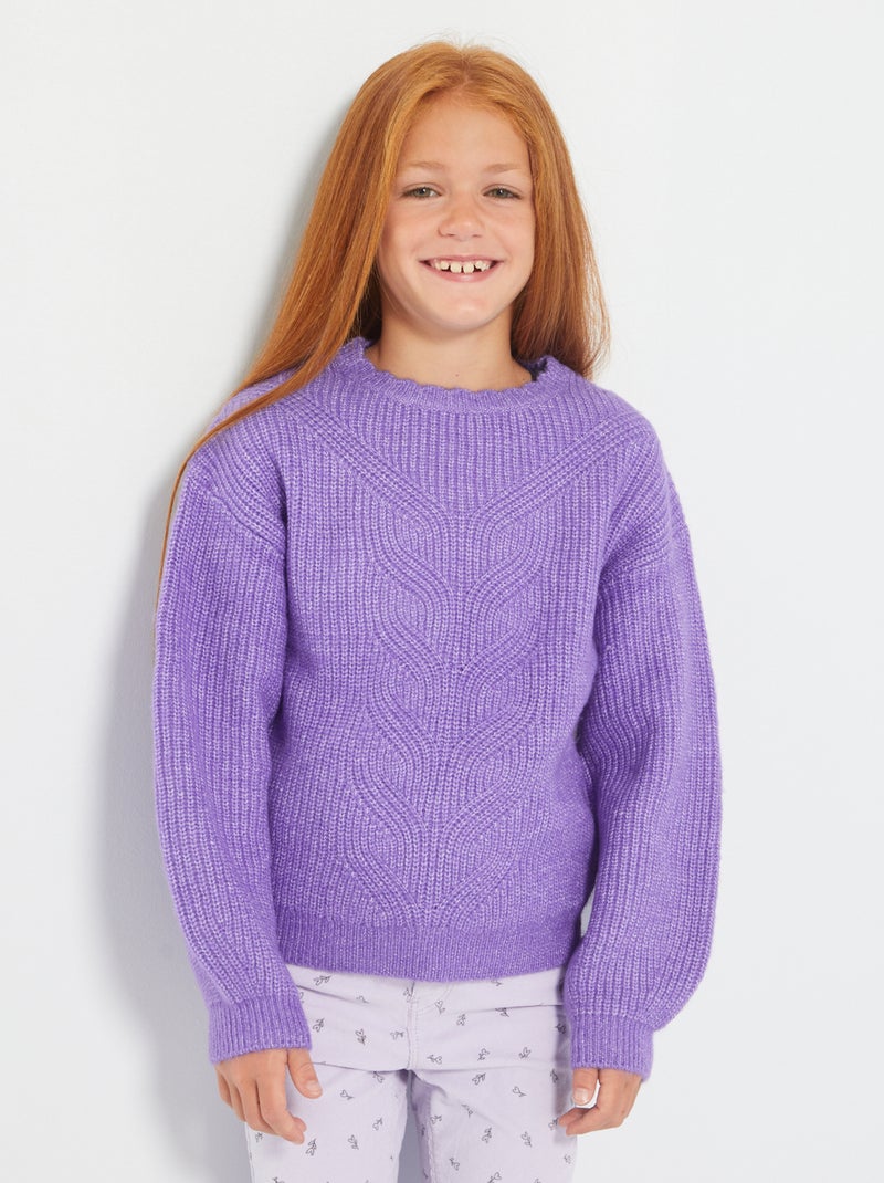 Effen trui van dik tricot paars - Kiabi